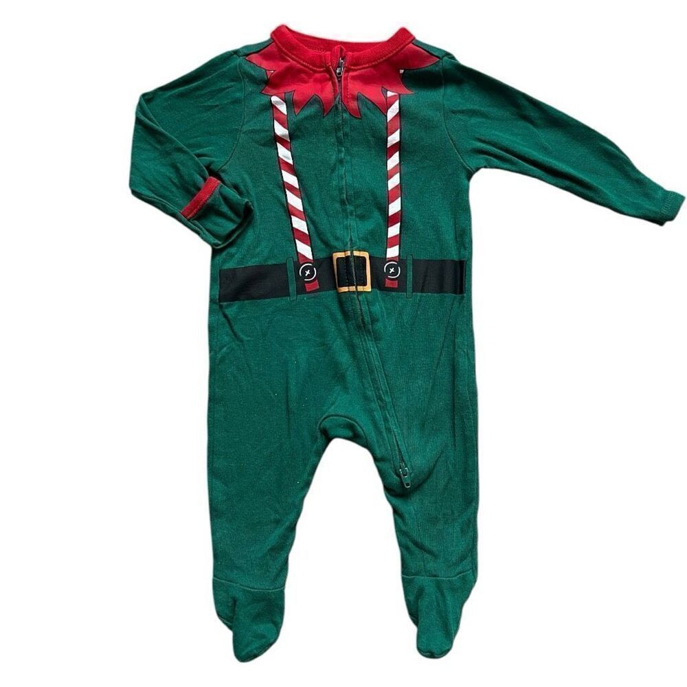 Unisex Baby Boys Old Navy Santa’s Merry Elfmas Elf Footie Pajamas- Sz 0-3 mo